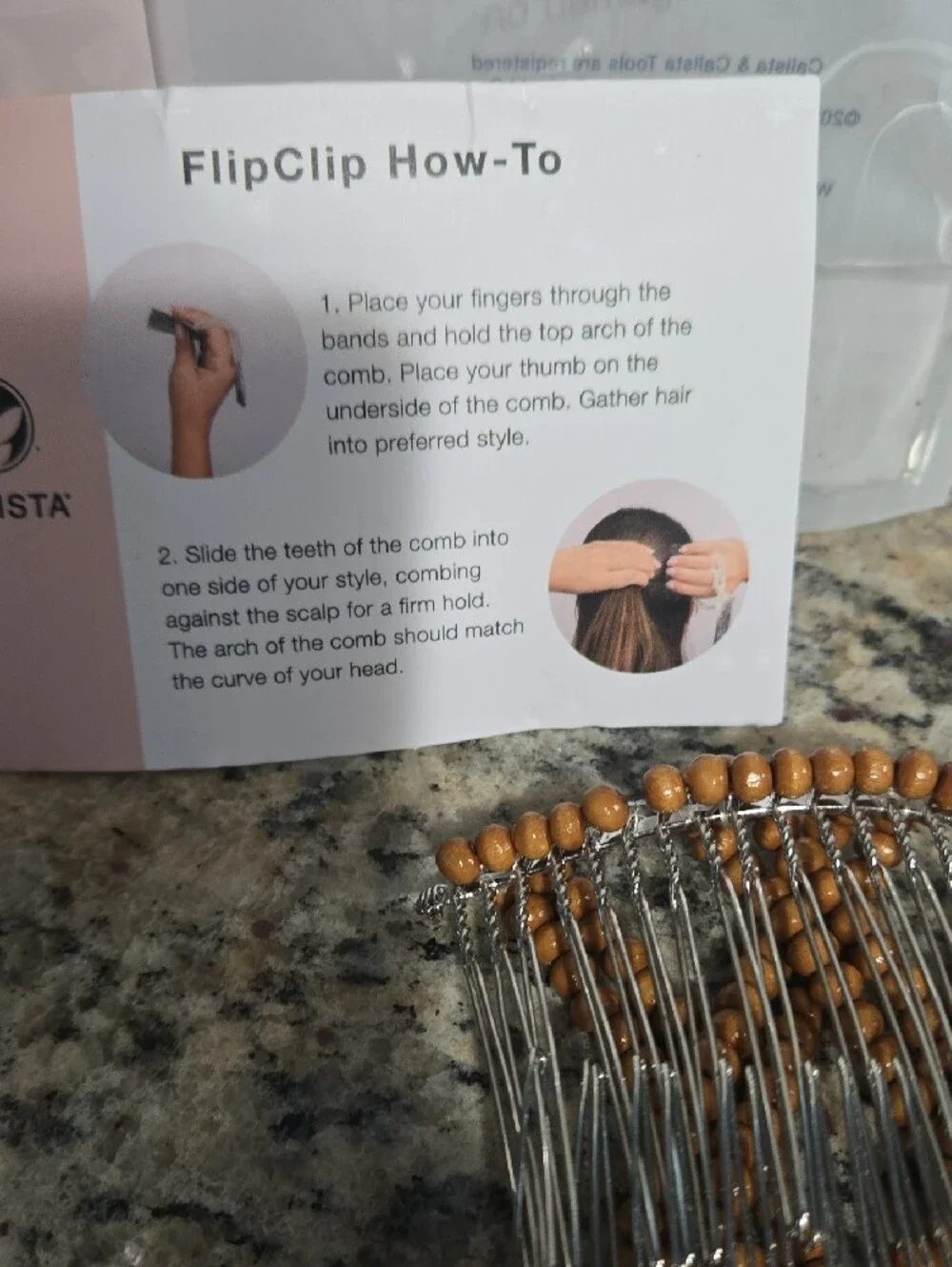 Calista FlipClip Beaded Hair Clips - Black and Wood-Tone 2black 2brown